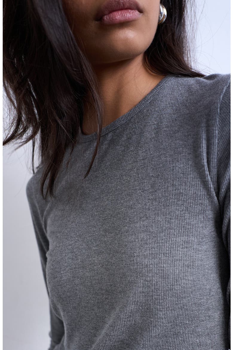 Long Sleeve Rib Top, Alternate, color, GREY