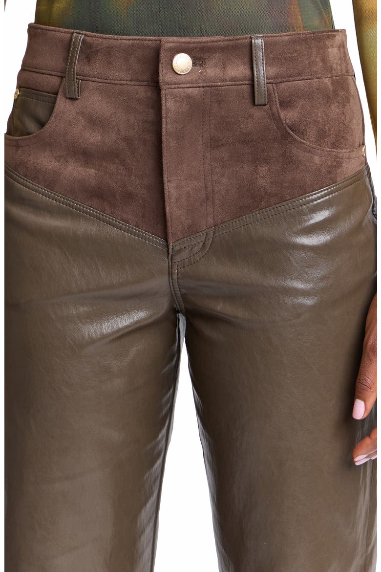 High Waist Yoke Slim Faux Leather Pants, Alternate, color, OLIVE