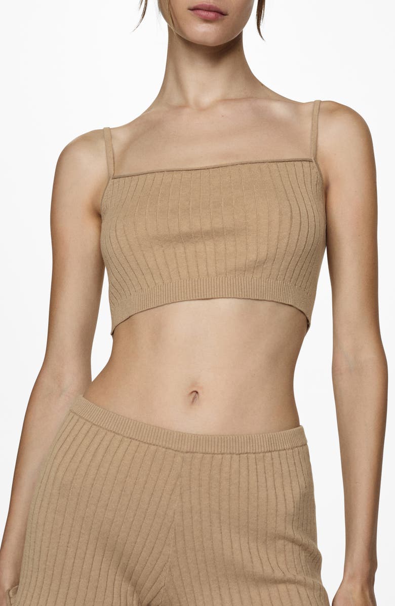 MANGO Rib Knit Crop Camisole, Main, color, 