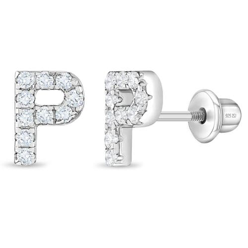 Shop In Season Jewelry Cubic Zirconia Letter Initial Earrings In Letter P