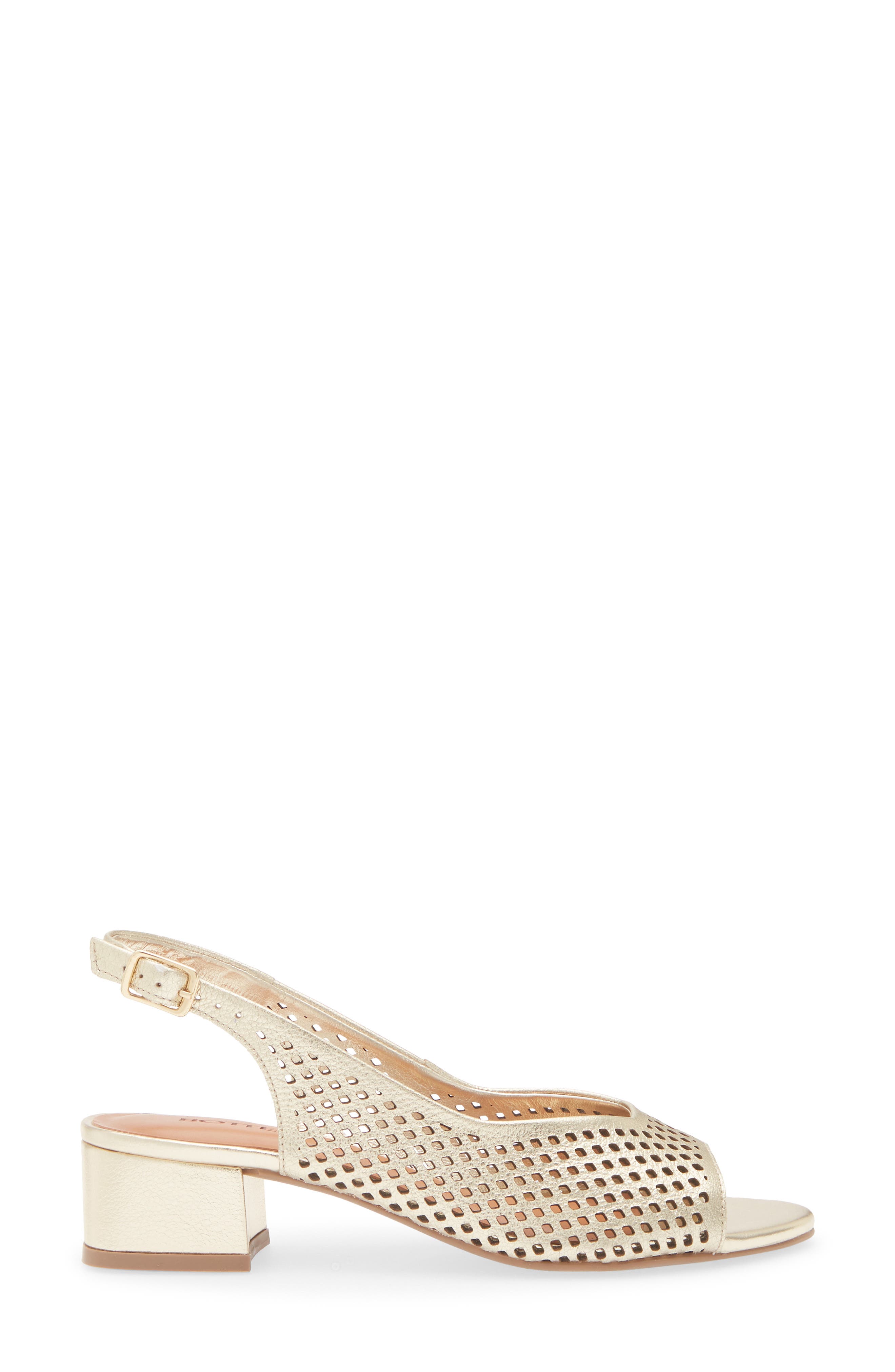 Botelsa Perforated Open Toe Slingback Pump, Alternate, color, DOURADO 22
