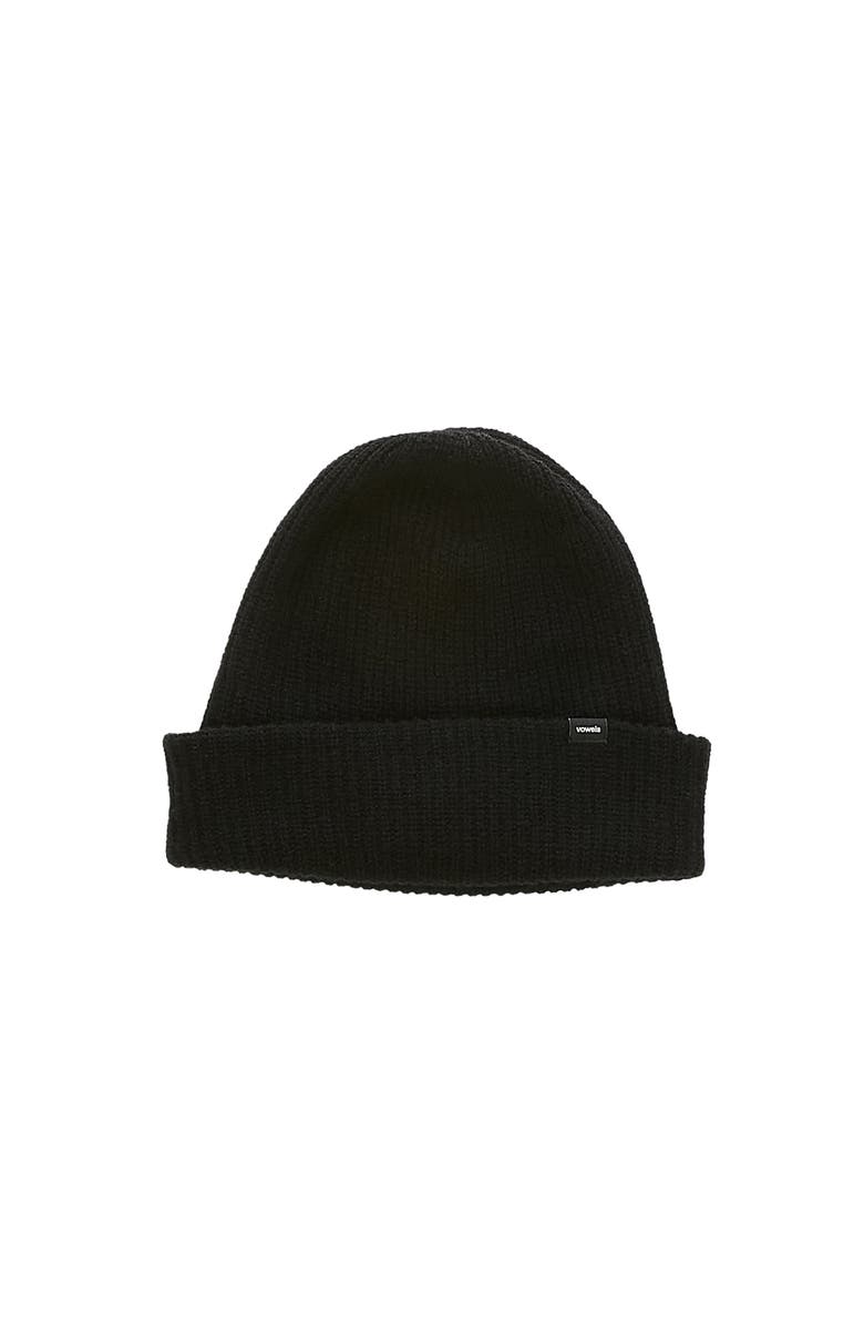 vowels Solid Wool Blend Beanie, Main, color, Black