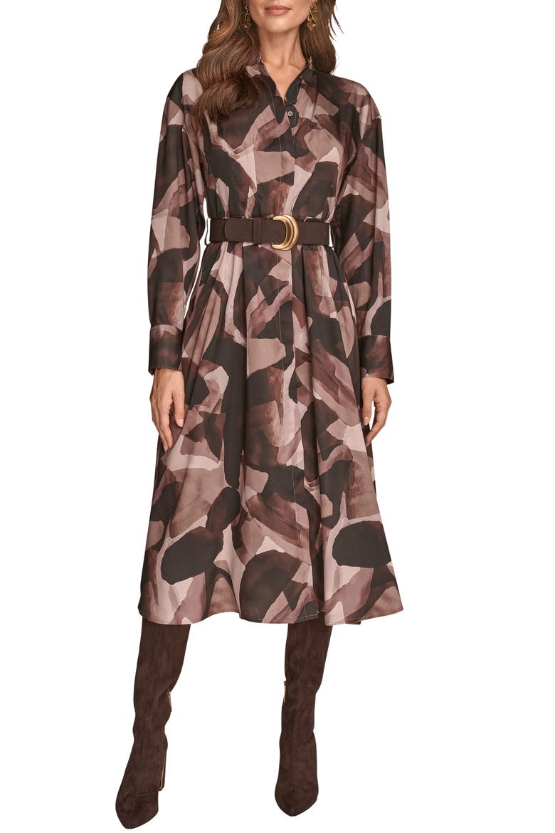 Abstract Print Long Sleeve Shirtdress, Main, color, NOLITA MULTI