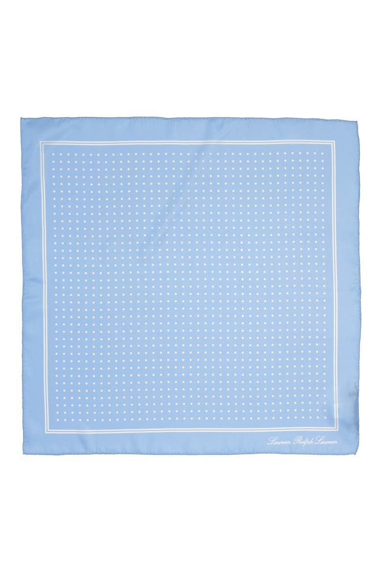Gisele Dot Print Square Silk Scarf, Alternate, color, PEBBLE BLUE