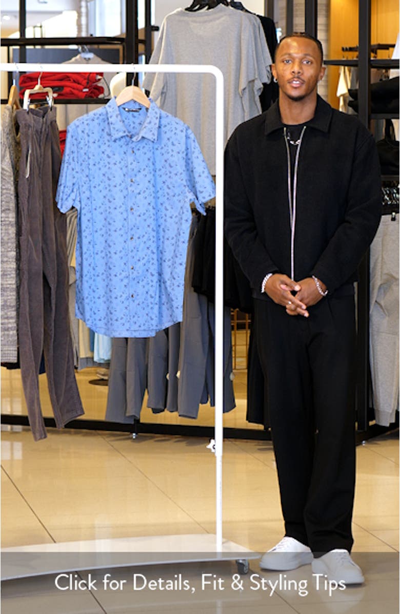 Something New Floral Short Sleeve Stretch Cotton Blend Button-Up Shirt, sales video thumbnail