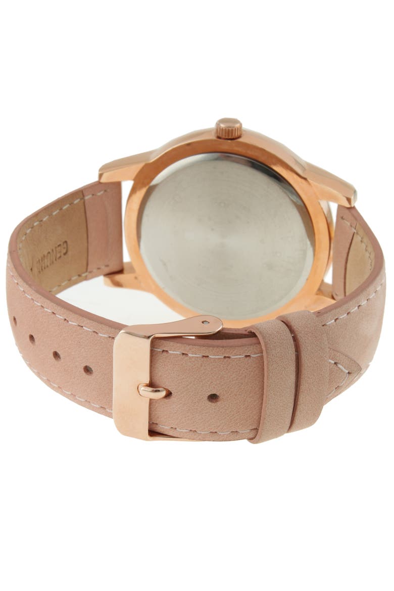 Sun Moon Multi Function Suede Watch - 40MM, Alternate, color, Pink