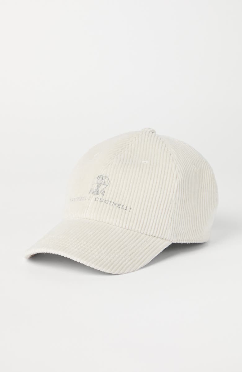 Brunello Cucinelli Comfort cotton and cashmere corduroy baseball cap with embroidered logo, Alternate, color, 