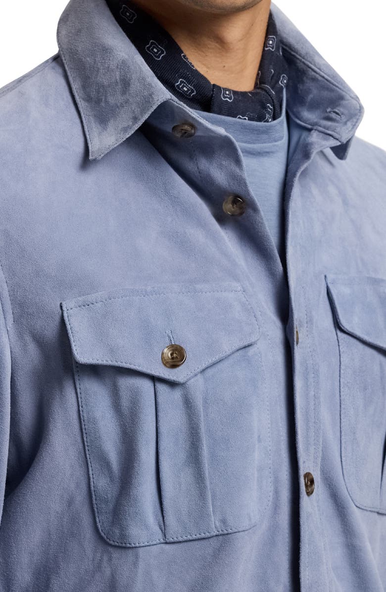 Ralph Lauren Purple Label Barron Lux Suede Shirt Jacket, Alternate, color, Soft Blue