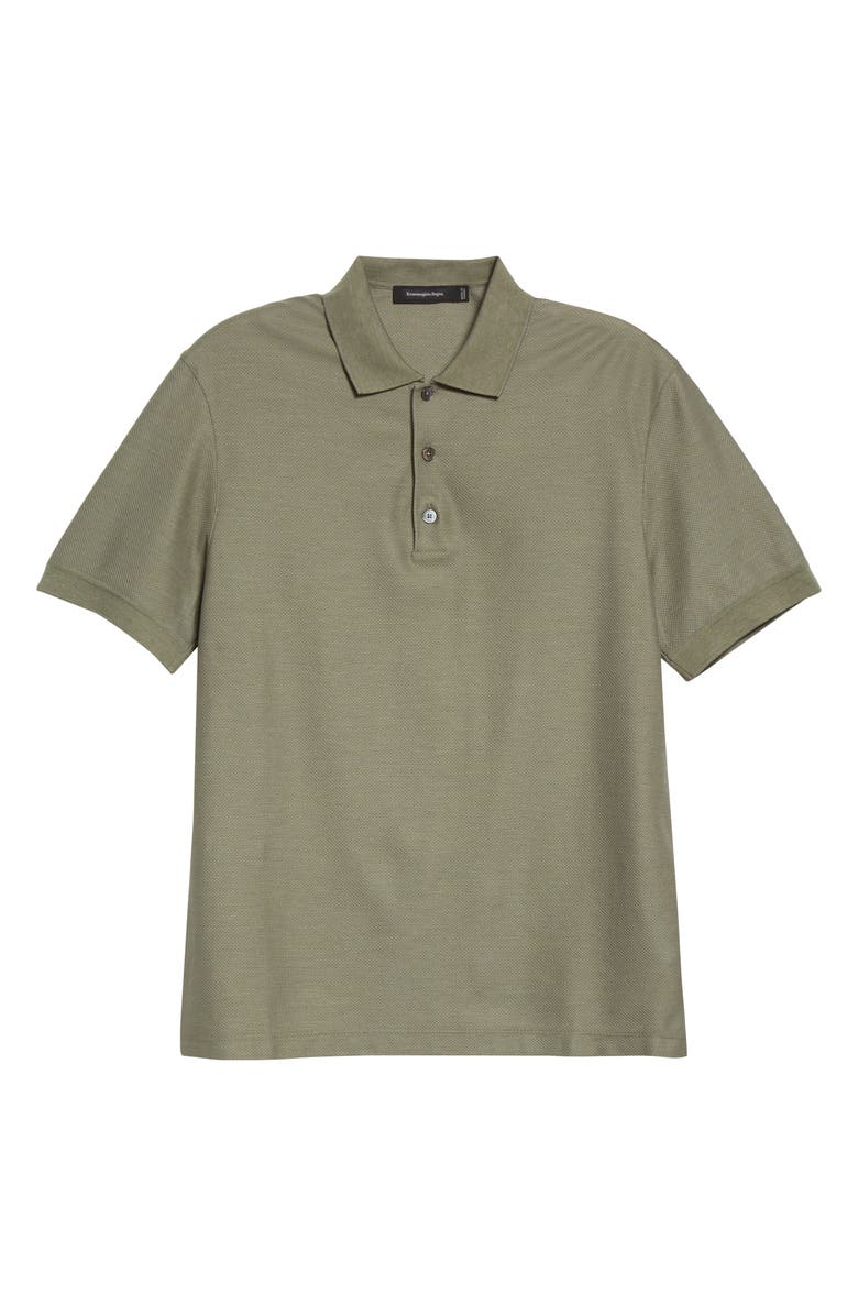 ZEGNA Honeycomb Short Sleeve Cotton & Silk Polo, Alternate, color, 