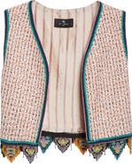 Etro Bead Fringe Tweed Crop Vest