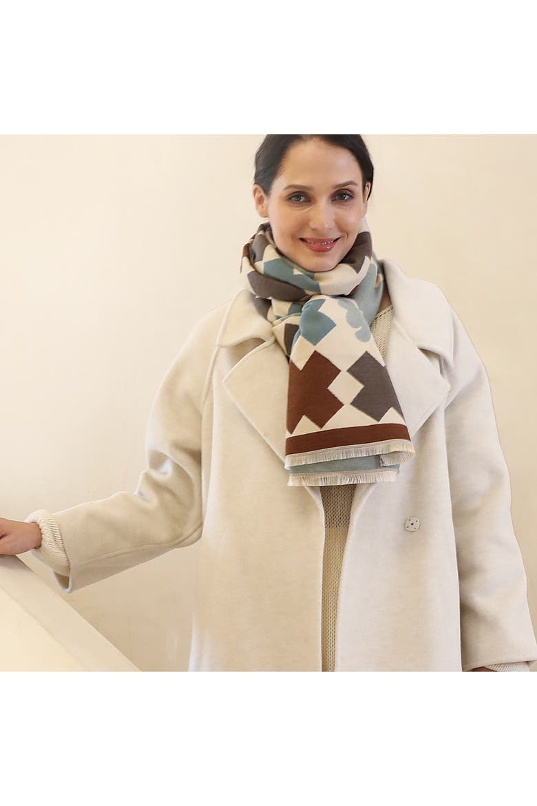 The Charlotte Scarf, Alternate, color, Brown/Light Blue/Cream