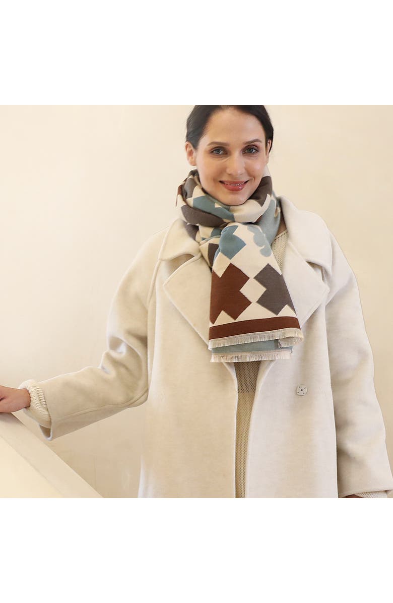 Youzey The Charlotte Scarf, Alternate, color, Brown/Light Blue/Cream