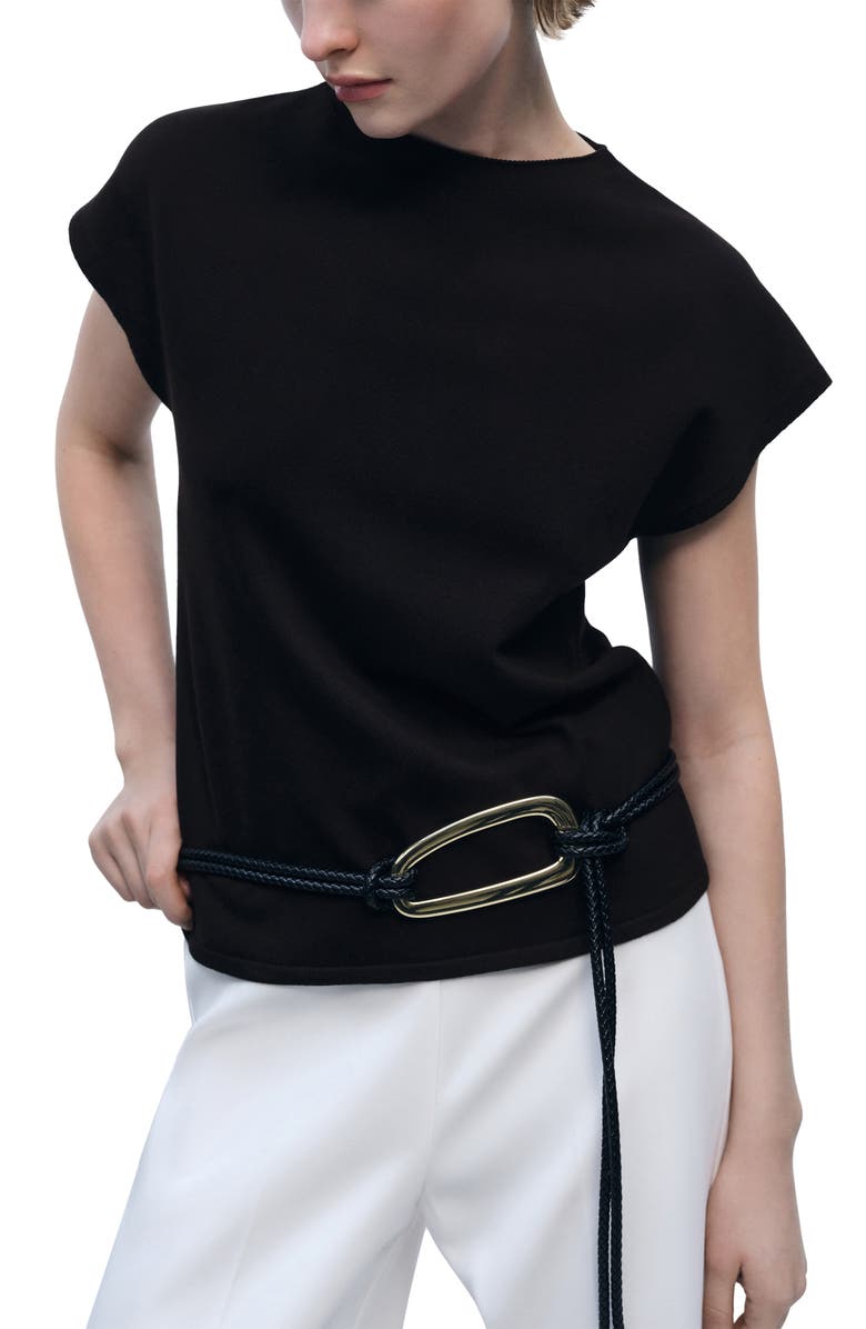 MANGO Fine Knit Sleeveless Sweater, Main, color, Chocolate