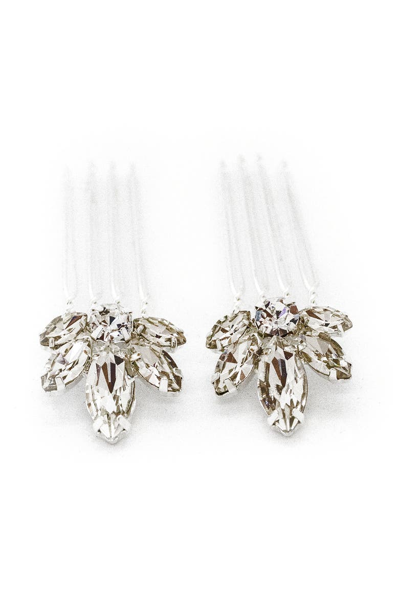Kenji Set of 2 Crystal Combs, Main, color, SILVER