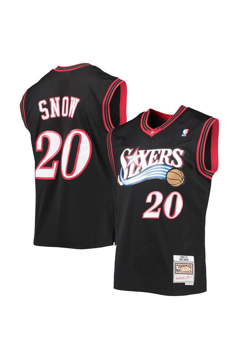 Men's Mitchell & Ness Eric Snow Black Philadelphia 76ers 2000/01 Hardwood Classics Swingman Jersey, Alternate, color, Black