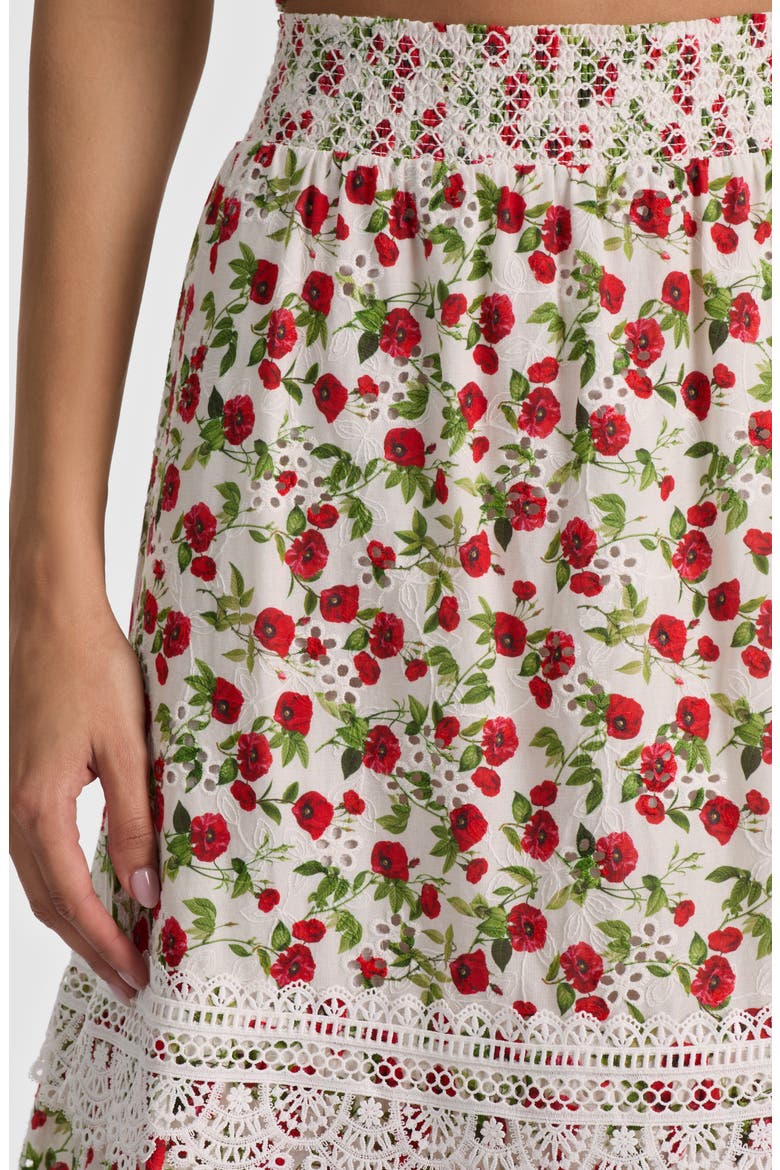 Reise Embroidered Tiered Maxi Skirt, Alternate, color, SUMMER POPPY SM