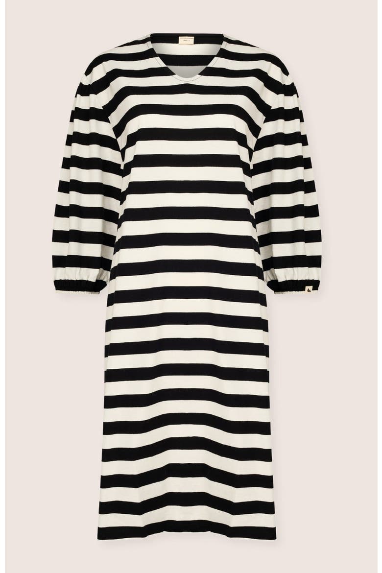 Organic Cotton Rosa Bold Stripe Print Midi Dress, Alternate, color, Black
