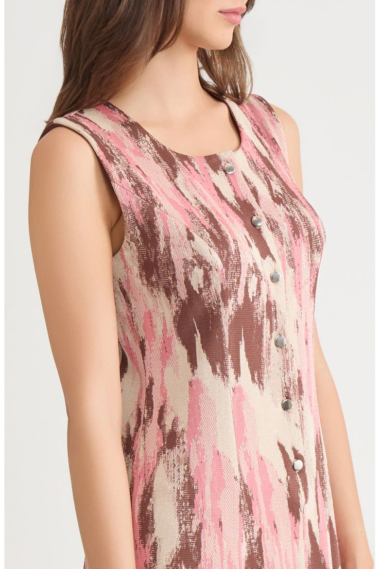 Brushstroke Jacquard Sleeveless Dress, Alternate, color, HONEY SUCKLE/ CHARMEUSE/ MULTI