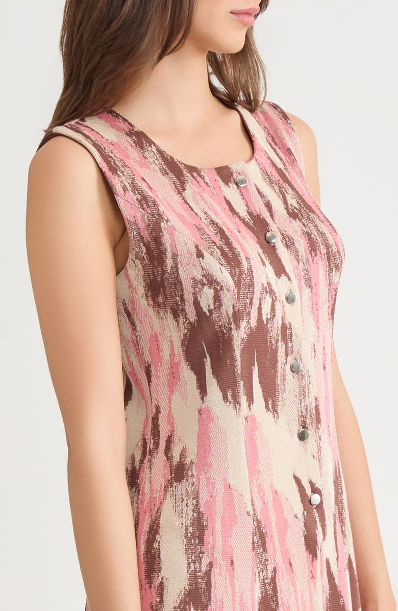Misook Brushstroke Jacquard Sleeveless Dress, Alternate, color, Honey Suckle/ Charmeuse/ Multi