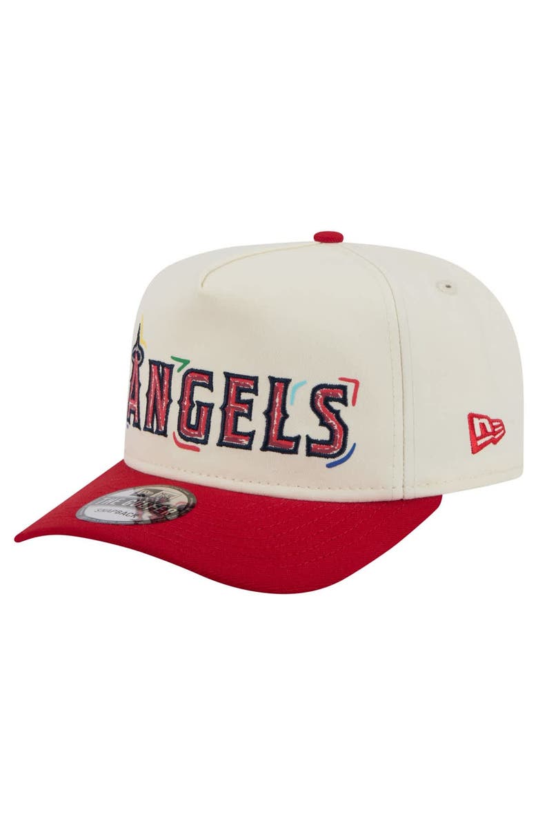 New Era Men's New Era White Los Angeles Angels Team Scribble Golfer Adjustable Hat, Main, color,