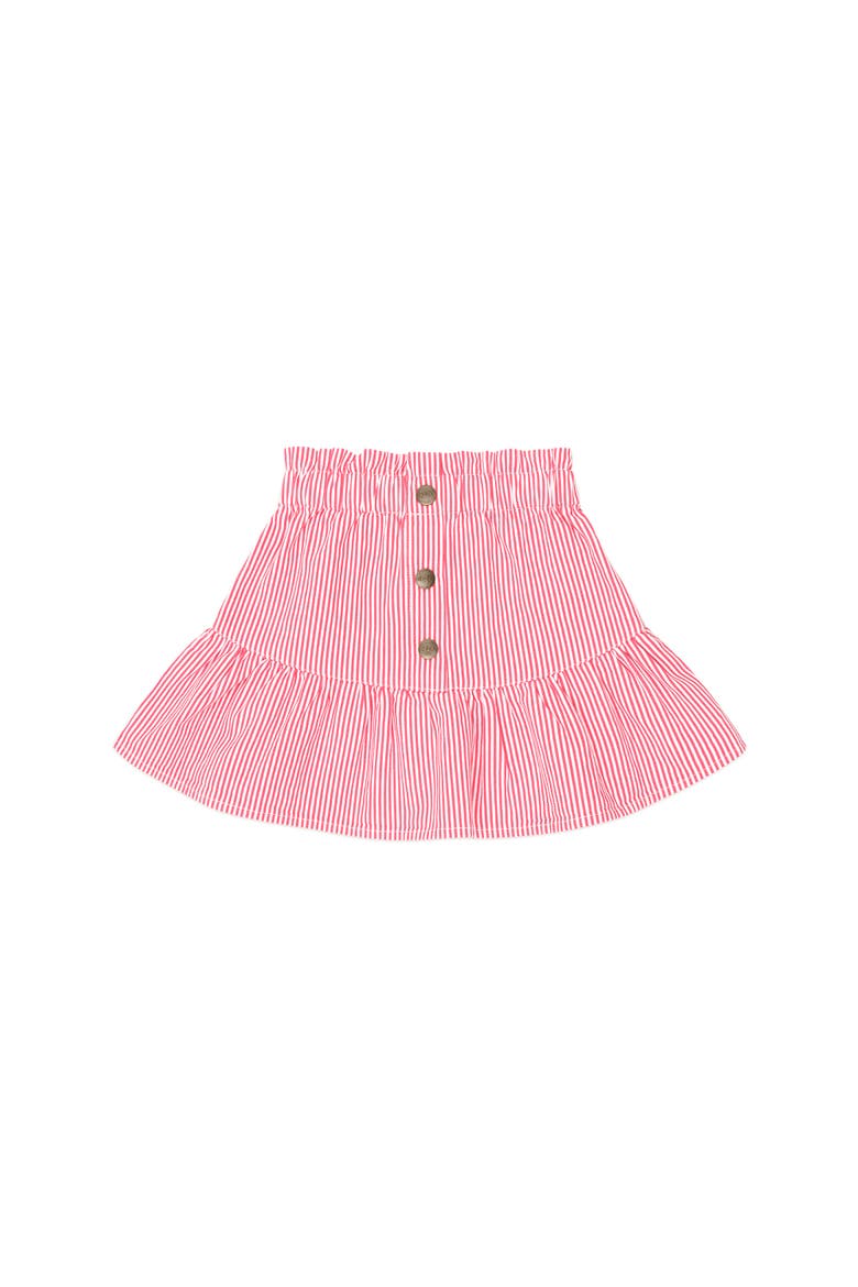 Classic Stripe Yoke Skirt, Main, color, Geranium/ Almond Milk