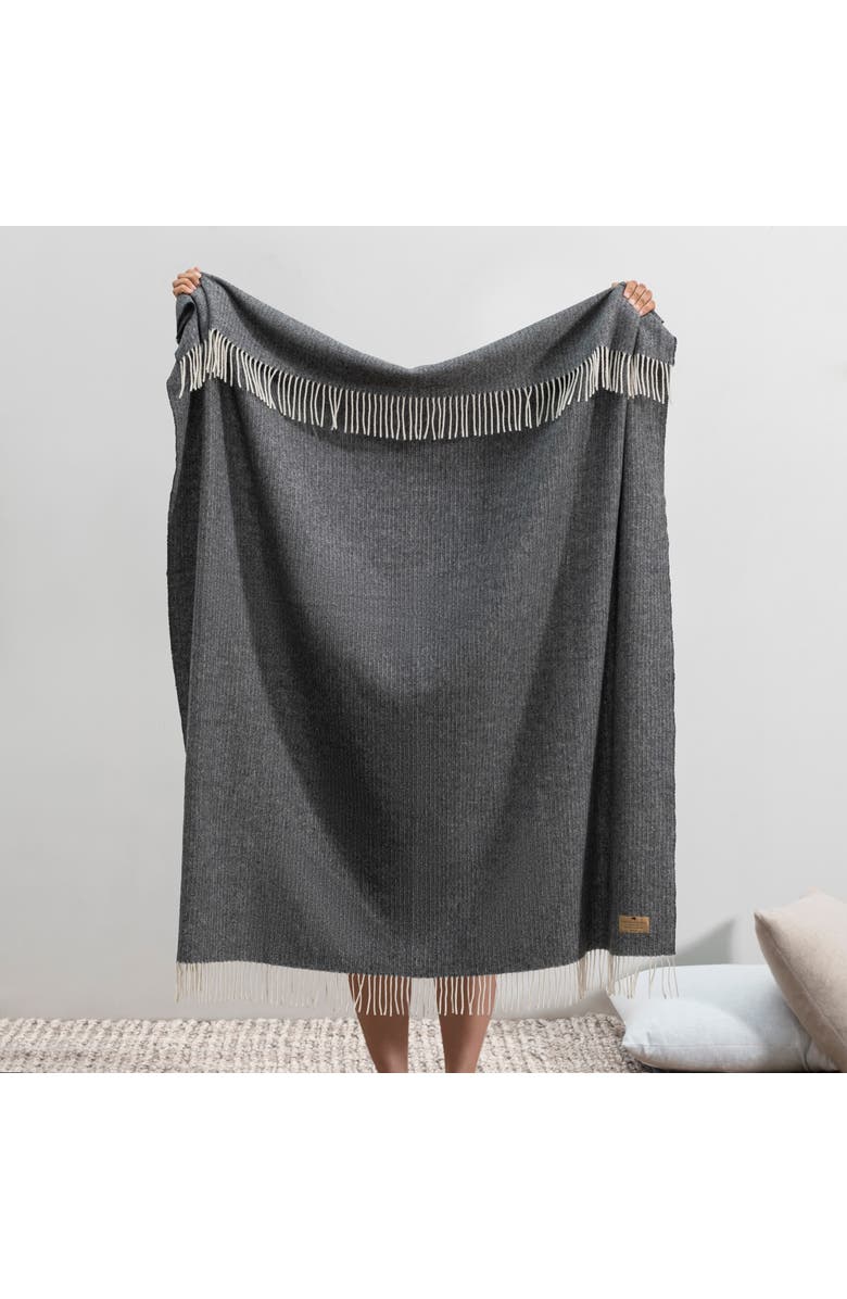 Lands Downunder Pinstripe Cashmere Throw, Alternate, color, Onyx