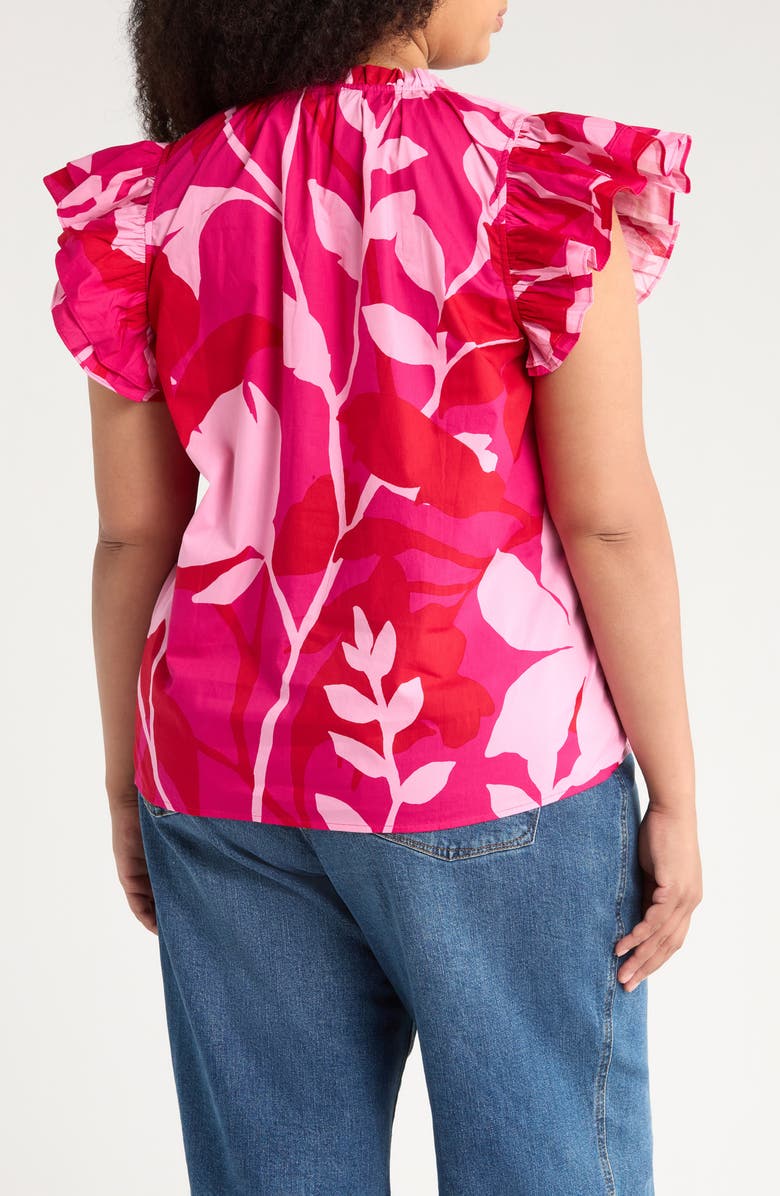 SUGARLIPS Floral Rosette Ruffle Top, Alternate, color, Magenta Pink/ Cherry