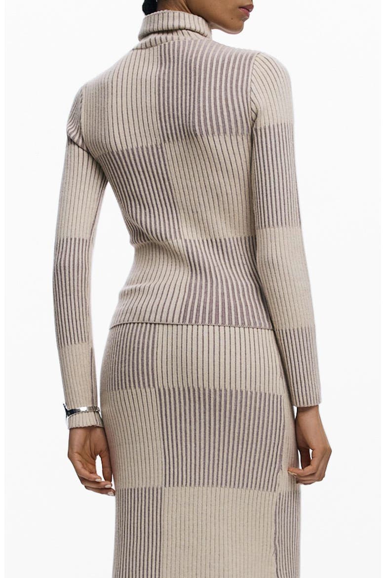 Check Rib Turtleneck Sweater, Alternate, color, BROWN