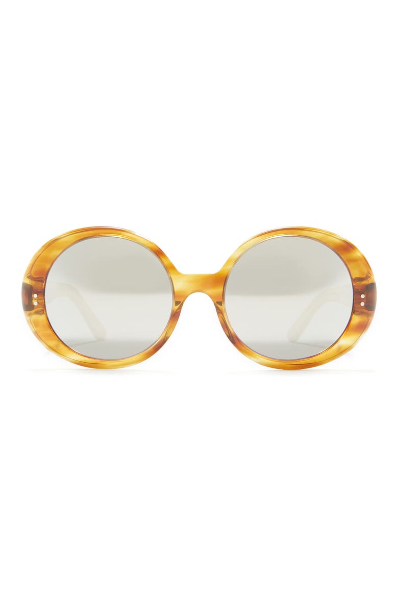 57mm Round Sunglasses, Main, color, HAVANA/ OTHER / SMOKE MIRROR