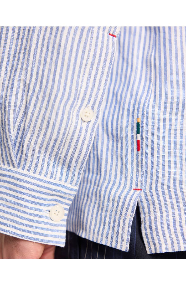 Orlebar Brown Soren Relaxed Fit Hemp Stripe Overshirt, Alternate, color, Bergamo Blue Stripe