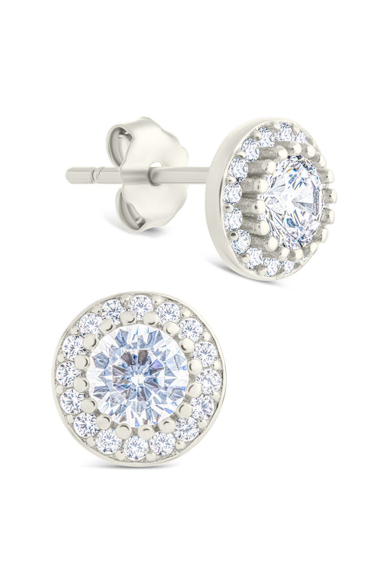 Round Cut Cubic Zirconia Stud Earrings, Main, color, SILVER