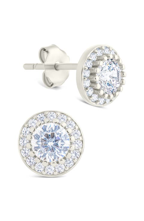 Round Cut Cubic Zirconia Stud Earrings
