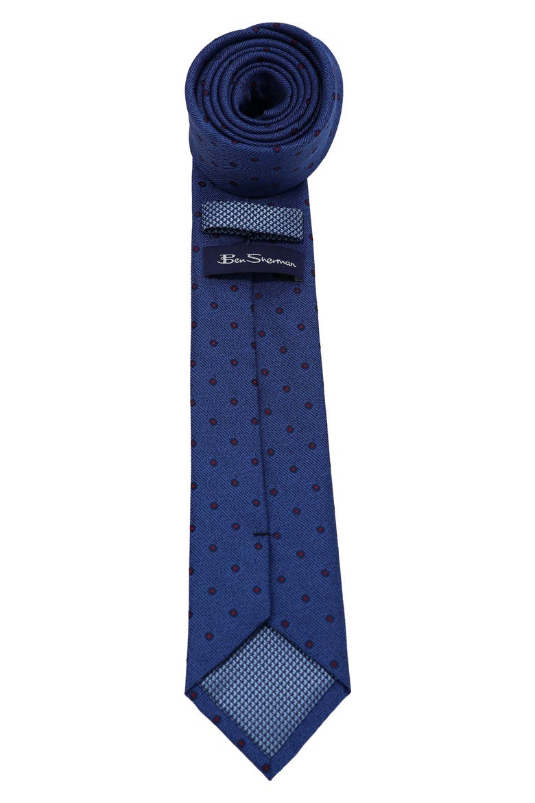 Dot Print Tie, Alternate, color, NAVY/ RED