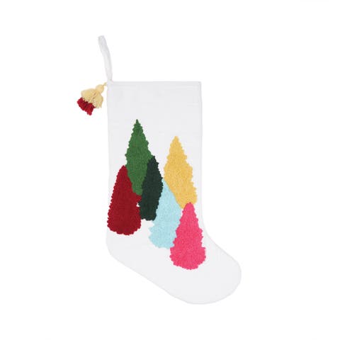 Colorful Trees Hanging Christmas Stocking 20"