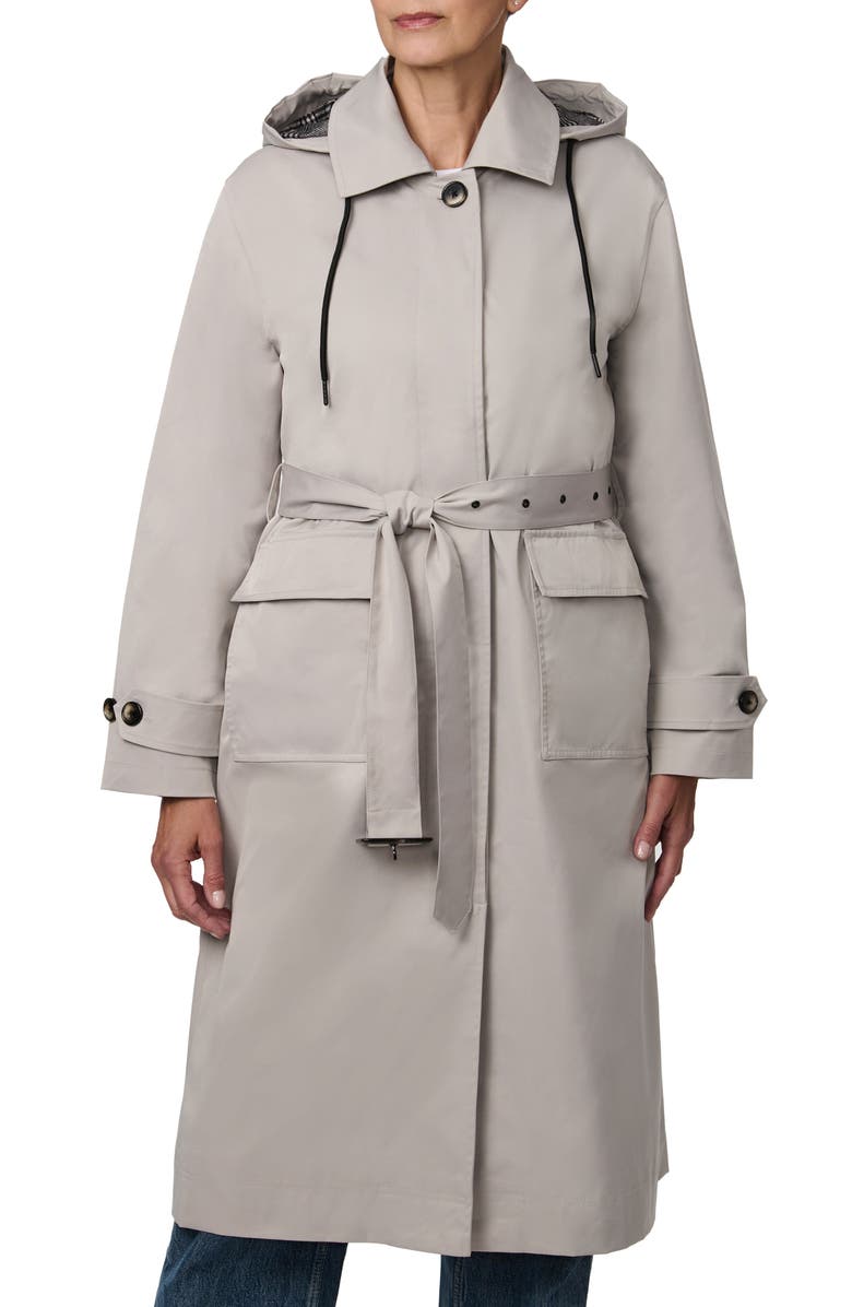Bernardo Hooded Functional Raincoat, Main, color, Ash