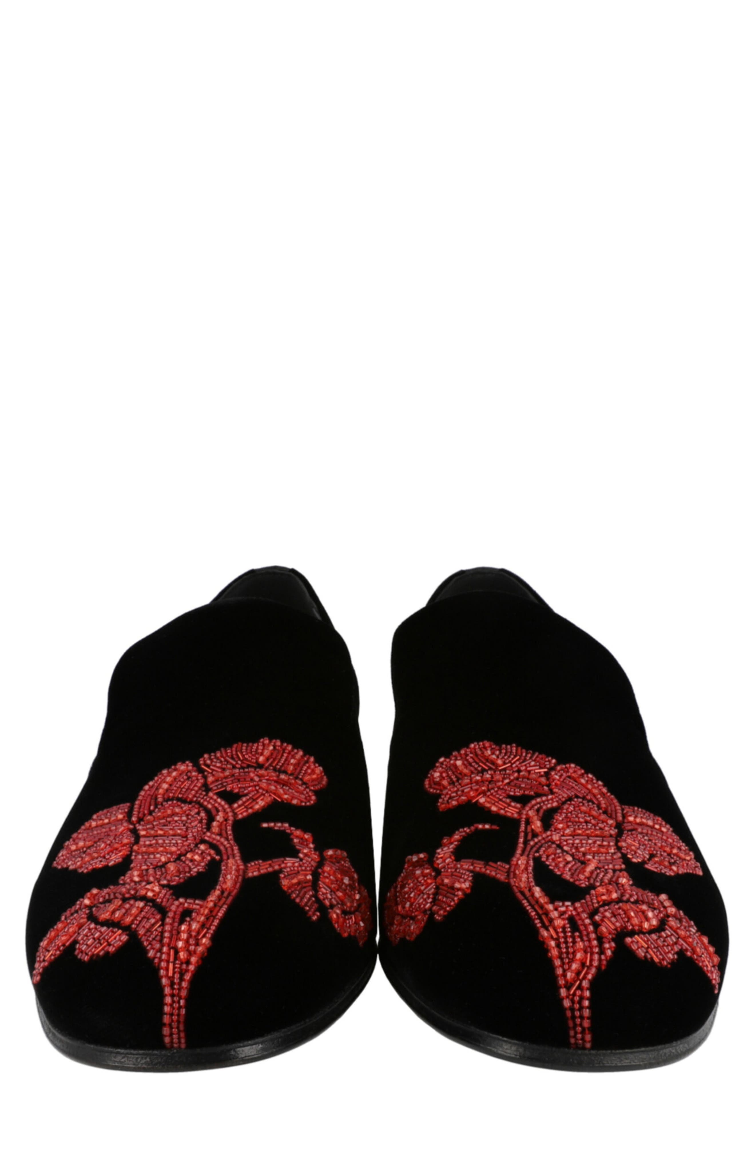 Alexander McQueen Puma Beaded Orchid Velvet Loafer, Alternate, color, Black Red