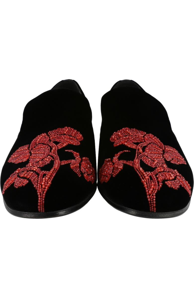 Alexander McQueen Puma Beaded Orchid Velvet Loafer, Alternate, color, Black Red