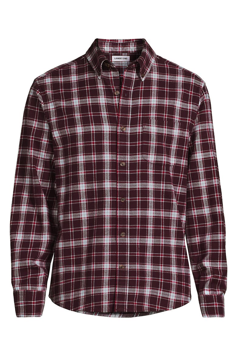 Long Sleeve Classic Fit Flagship Flannel Shirt, Alternate, color, Burgundy/Ivory/Dress Tartan