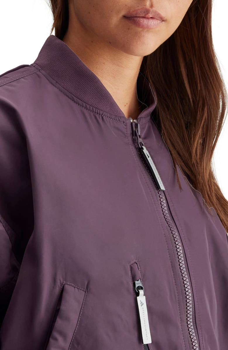 adidas by Stella McCartney Ruched Bomber Jacket, Alternate, color, Purple