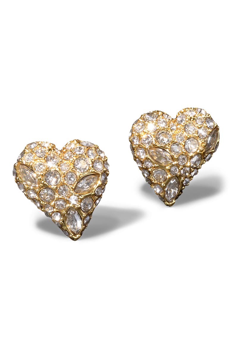 Solanales Crystal Pavé Heart Stud Earrings, Main, color, CRYSTALS