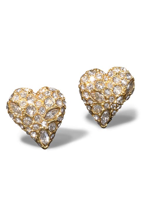 Solanales Crystal Pavé Heart Stud Earrings