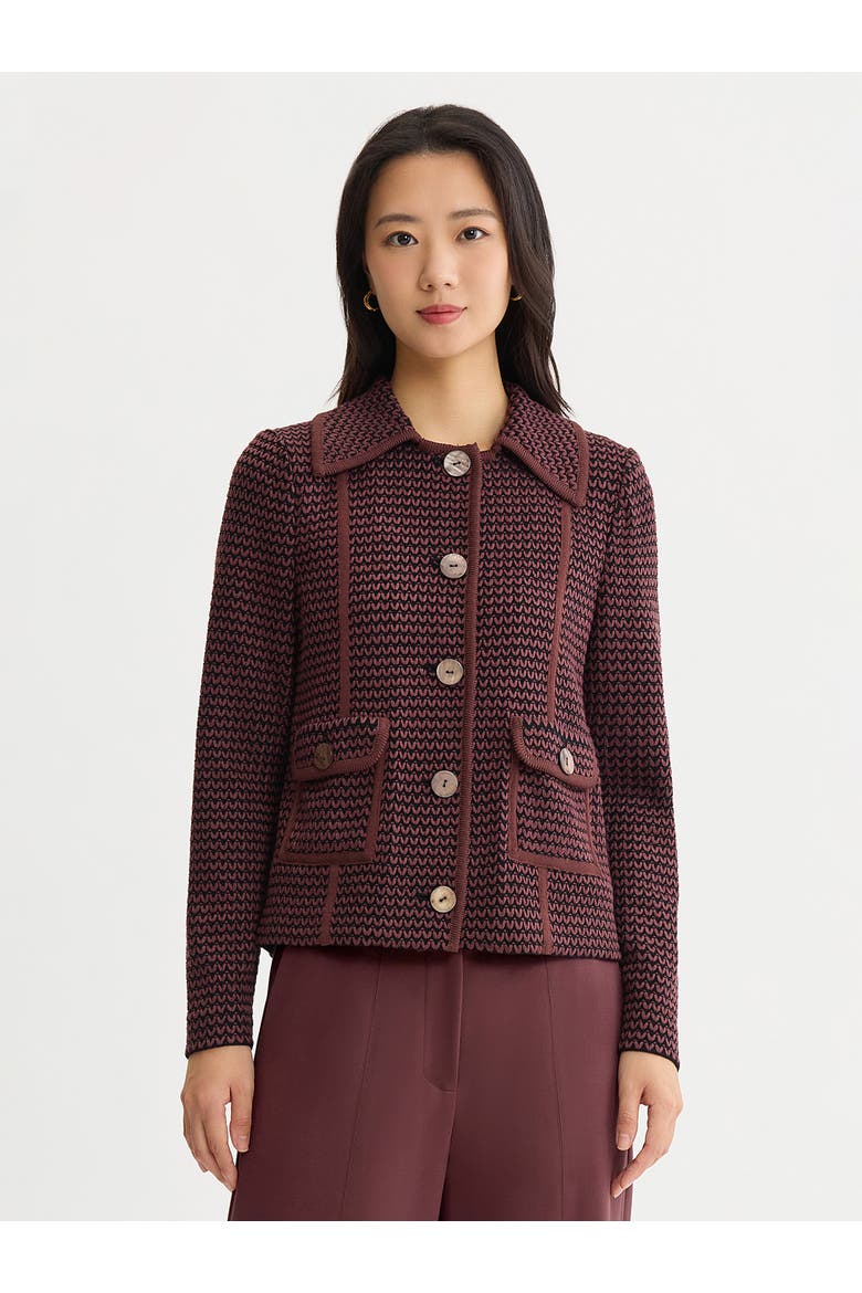 Relaxed Zig-Zag Knit Jacket, Main, color, Mahogany/Black