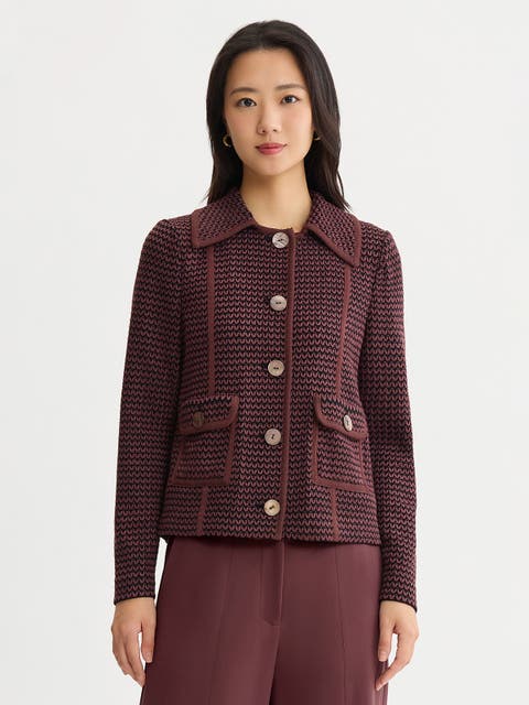 Relaxed Zig-Zag Knit Jacket