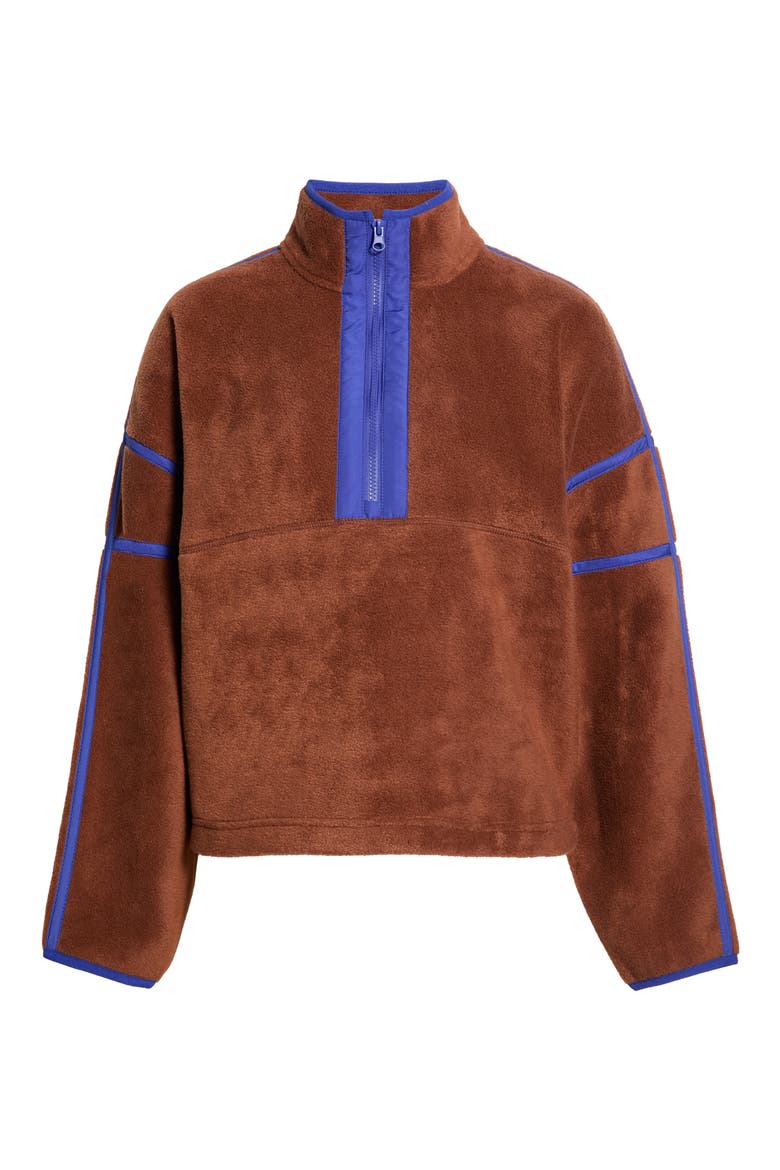 Soft Faux Shearling Half-Zip Pullover, Alternate, color, CARAMEL