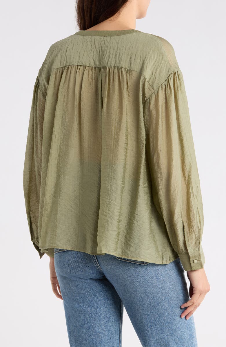 Vince Camuto Long Sleeve Woven Top, Alternate, color, Olive