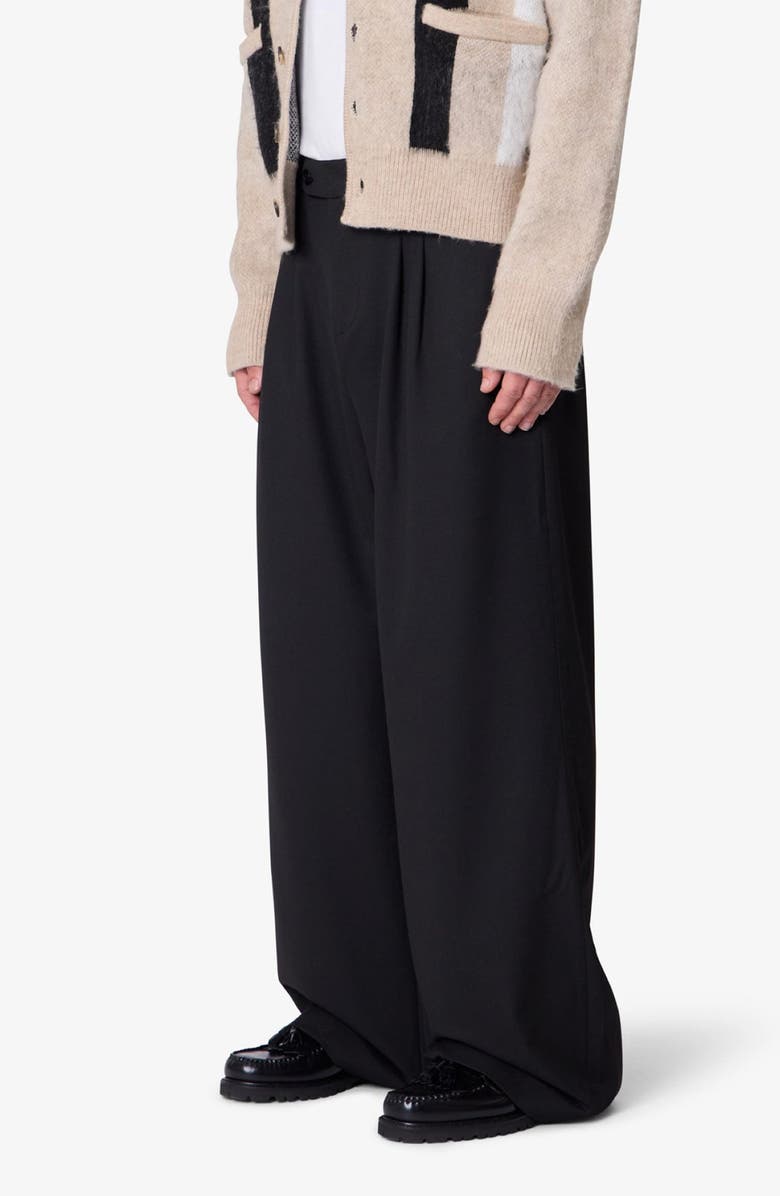 mnml Pleated Wide Leg Cotton Blend Pants, Alternate, color, 