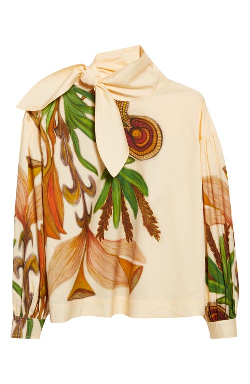 Ulla Johnson Long Sleeve Tie Neck Blouse In Neutral