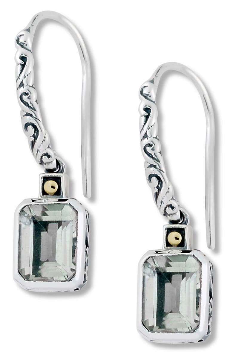 SAMUEL B. 18K Yellow Gold & Sterling Silver Prasiolite Dangle Earrings, Main, color, 