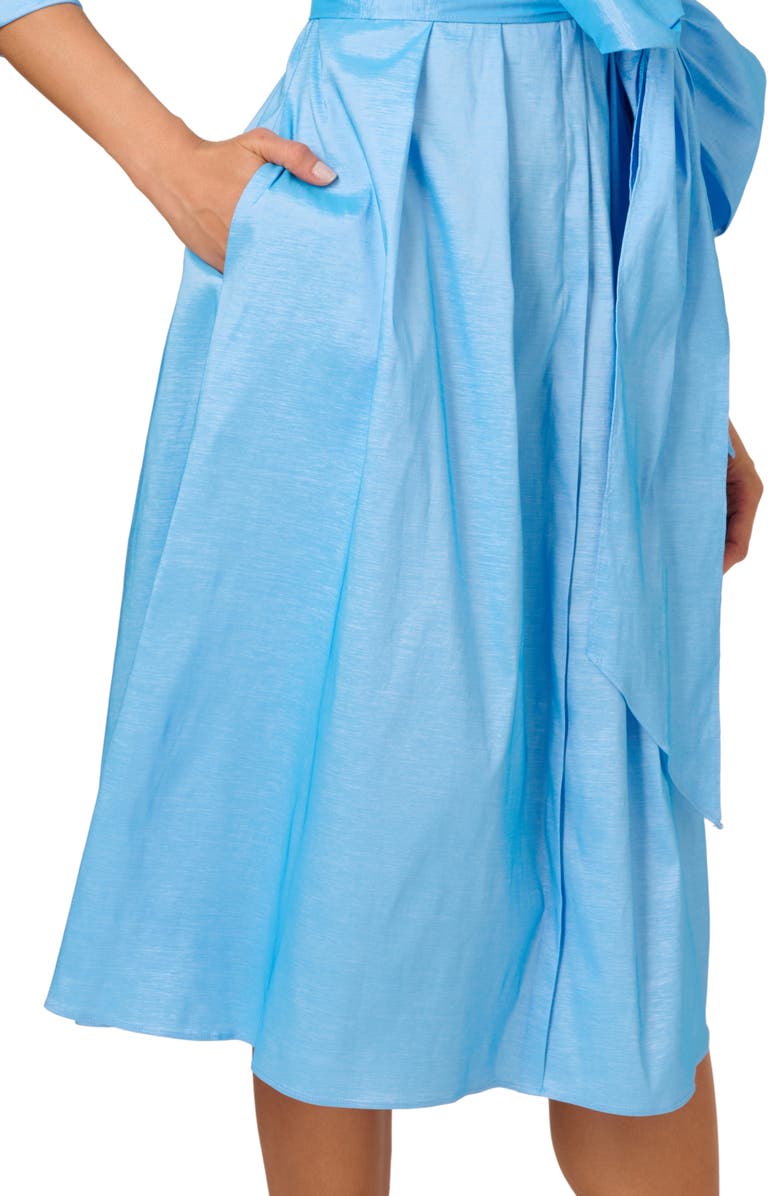 Adrianna Papell Stretch Taffeta Midi Shirtdress, Alternate, color, Bluebell