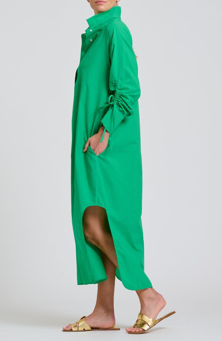 SHIRTY Gathered Long Sleeve Cotton Maxi Dress, Alternate, color, Bright Green